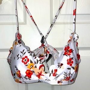 floral corset back swim top